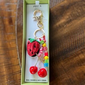 Colorful Strawberry and Cherry Keychain or Bag Charm